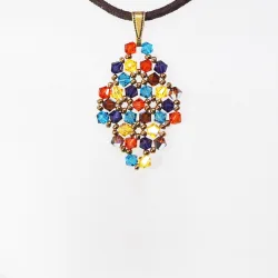 Pendant 30cm - Xochitl Rhombus S-Chocolate Suedine - Pendant 30cm - Laiton bronze